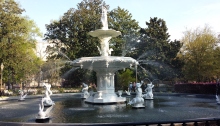 a fountain in a square